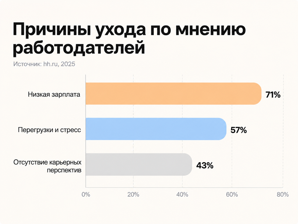 Причины, почему увольняются сотрудники по мнению работодателей